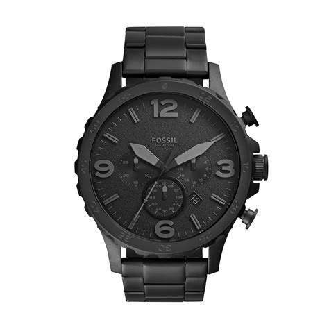 fossil black stainless steel watch.